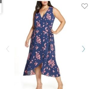 Bobeau Sleeveless Wrap Dress Polka Dot